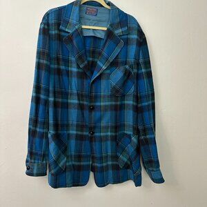 Vintage Pendleton Wool Plaid Flannel Shirt Jacket.